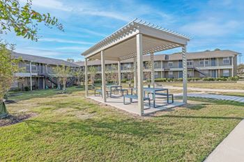 Covered picnic pergola with bbq grilling station
